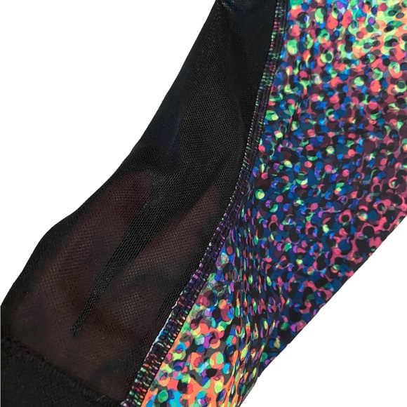 Nike Pro Hypercool Multicolor Print, Black Sheer Mesh Insets Cropped Leggings,M - Picture 6 of 16